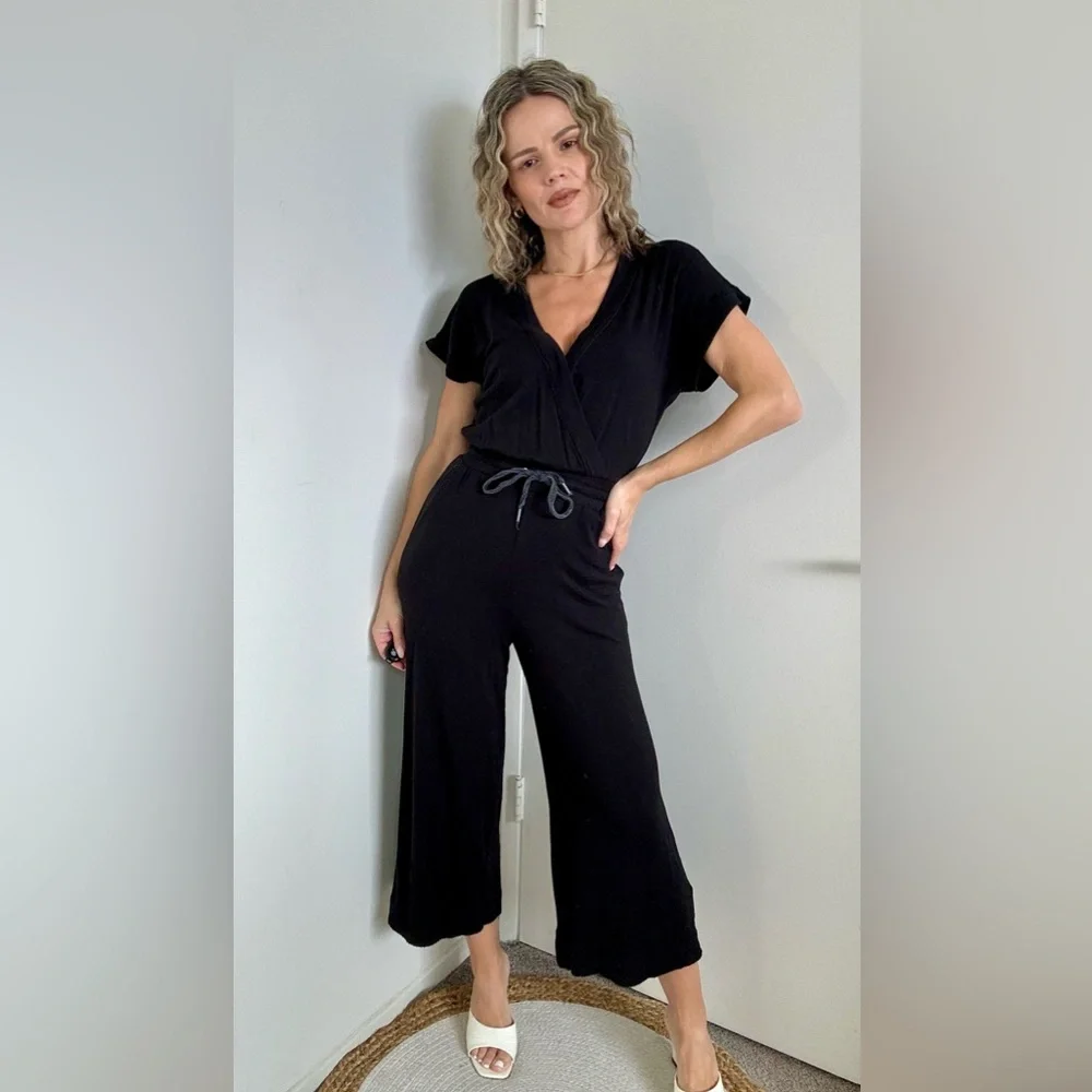 Splendid Active Surplice Jumpsuit Black - Picture 2 of 8